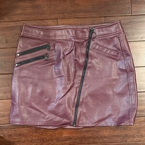 Express Faux Leather Mini Skirt in Wine